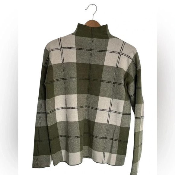 Plaid Rachel Zoe plaid green Mockneck  sweater size medium - Picture 1 of 7